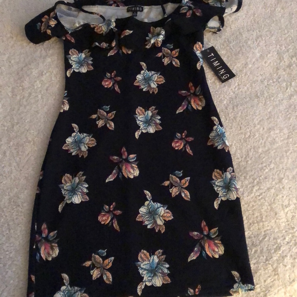 Cold Shoulder Dress with Flower Pattern NWT